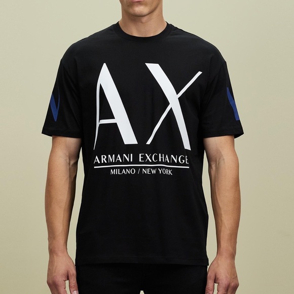 NWT -  ARMANI EXCHANGE Men's Large Logo Tee, Black - Size XL - Picture 3 of 16